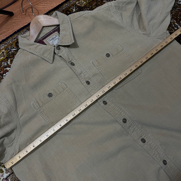 LL Bean Mens XXL Corduroy Flannel Lined Shirt Jacket Tan Beige - Picture 4 of 5